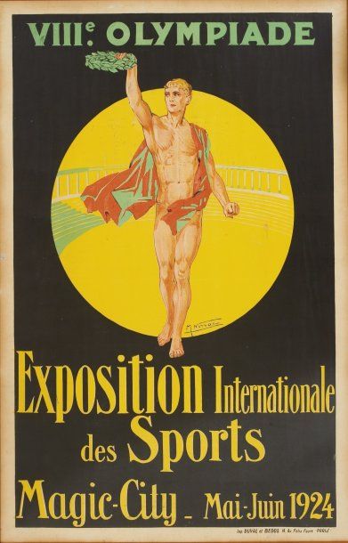 JEUX OLYMPIQUES NORSAC M..Très rare affiche signée pour l'Exposition Internationale...
