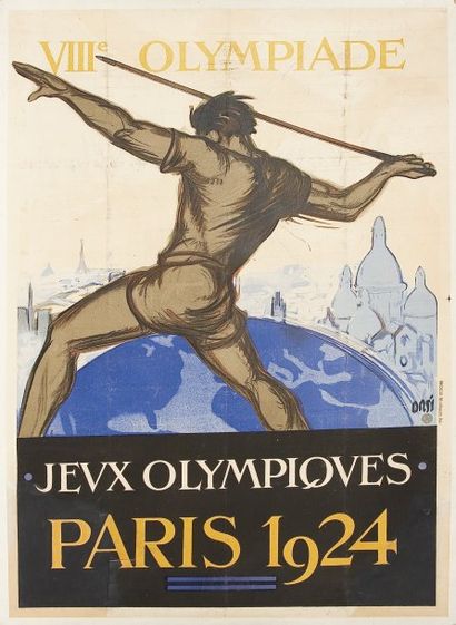 JEUX OLYMPIQUES 1924. Paris. Affiche officielle de la VIIIème Olympiade. "Le lanceur...