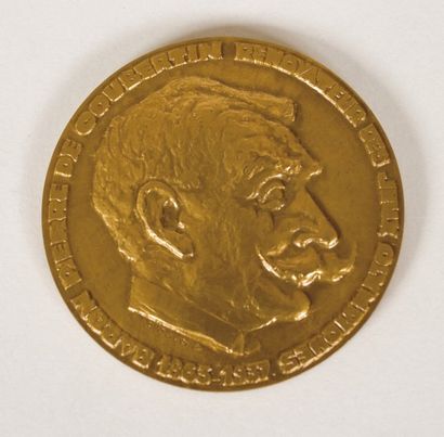 JEUX OLYMPIQUES Médaille en bronze doré commémorative du 25e anniversaire de la mort...