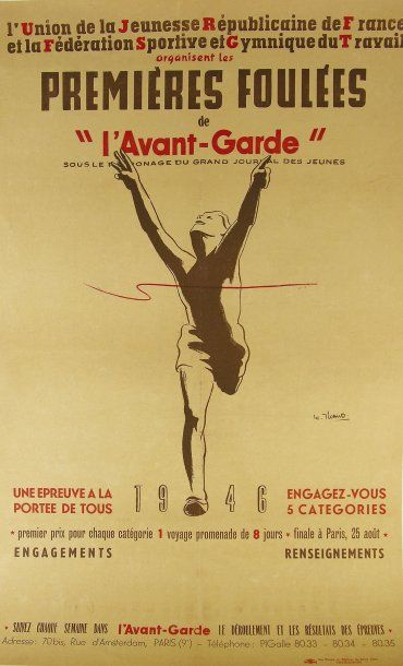 OMNISPORTS Affiche de Ticaud pour Les Premières Foulées de l'Avant-garde par l'Union...