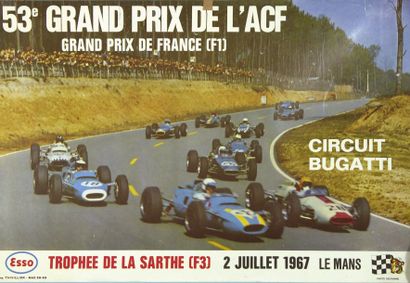 AUTOMOBILE Affiche photographique du 53e Grand Prix de l'ACF 1967. Photographie de...