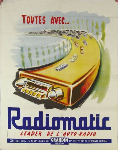 AUTOMOBILE Affiche de Dumont pour la Marque Radiomatic. 55 x 44 cm.