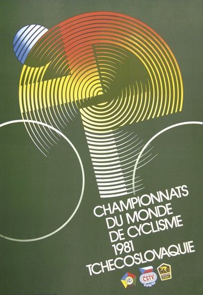 CYCLISME Affiche de Karel Kapek pour les Championnats du Monde de cyclisme en Tchékoslovaquie....