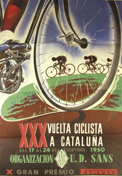 CYCLISME Affiche de Marijosa pour le XXXe Tour d'Espagne cycliste de 1950. 99,5 x...