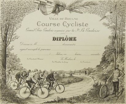 CYCLISME Diplôme pour la course cycliste de la ville du Houlme en Seine Maritime....