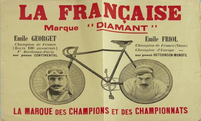 CYCLISME Publicité La Française "Diamant". Emile Georget et Emile Friol. 41,5 x 30,5...