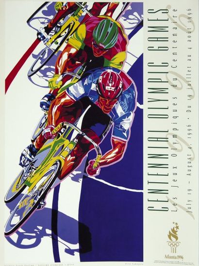 JEUX OLYMPIQUES Affiche de Hiro Yamagata pour les épreuves de cyclisme aux Jeux Olympiques...