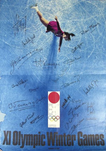 JEUX OLYMPIQUES Affiche des XIe Jeux Olympiques d'hiver 1972 à Sapporo. Affiche signée...