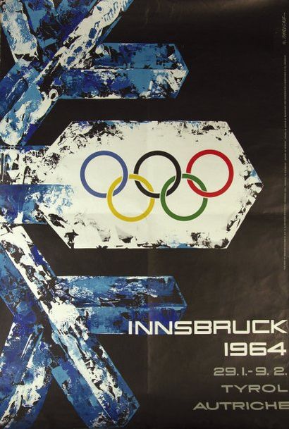 JEUX OLYMPIQUES Affiche de W. Jaruska pour les Jeux Olympiques d'Hiver d'Insbruck....