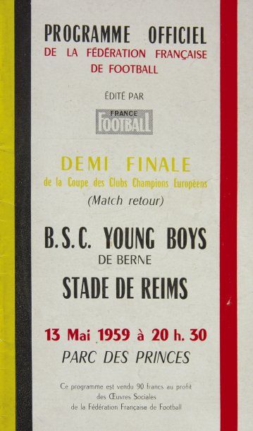 FOOTBALL Programme de la demi finale de la Coupe des Clubs Champions Européens 1959...
