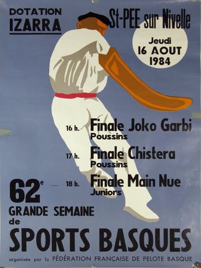 PELOTE Affiche de PORTEFIN pour la 62e Grande semane de sports basques à Saint Pée...