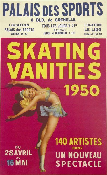 PATINAGE Affiche de Billy DAVOYSS. Skating Vanities 1950. Patinage à roulettes au...