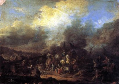 Van der MEIREN (Jan Baptiste, 1664-1708) (Anvers 1664 - vers 1708) Choc de cavalerie...