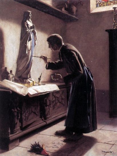 MENTA (Édouard, 1858-1915) " L'abbé peintre " Huile sur toile, signée en bas à droite...