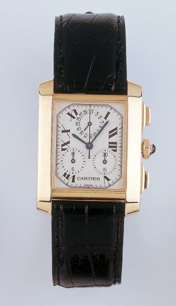 CARTIER TANK FRANÇAISE CHRONOGRAPHE. MONTRE DE POIGNET CHRONOGRAPHE en or jaune....