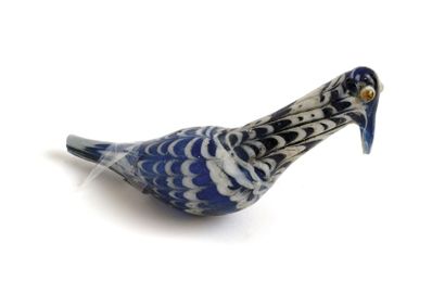 null Oiseau en pâte de verre bleu A la manière des antiques, Venise, XIXe siècle....
