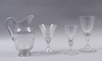 null Service de verres soufflés et taillés France, XIXe siècle. Service de verres...