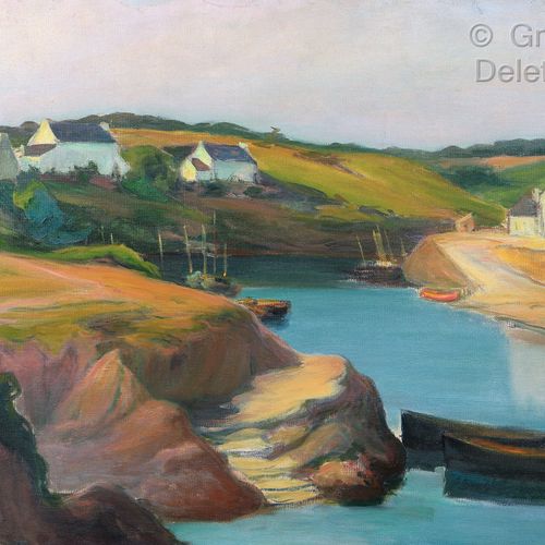 Ladislas SLEWINSKI (1854 1918) Doëlan的小港口，约1916年 
布面油画。 
背面有签名。 
55 x 73 cm 
画布背&hellip;