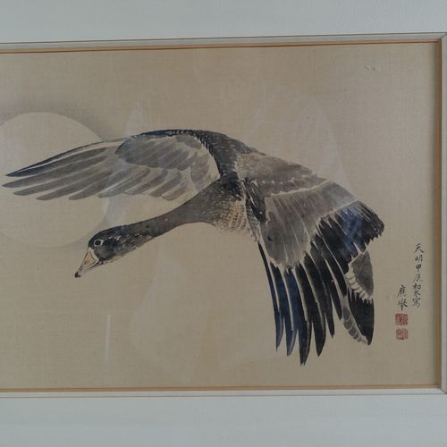 JAPON : D'après MARUYAMA ÔKYO (1733 1795) : Peinture à l'encre et couleurs légèr&hellip;