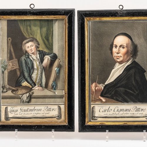 Italienische Malerporträts Siglo XVIII. Seis grabados en cobre. Romolo Panfi. Ca&hellip;