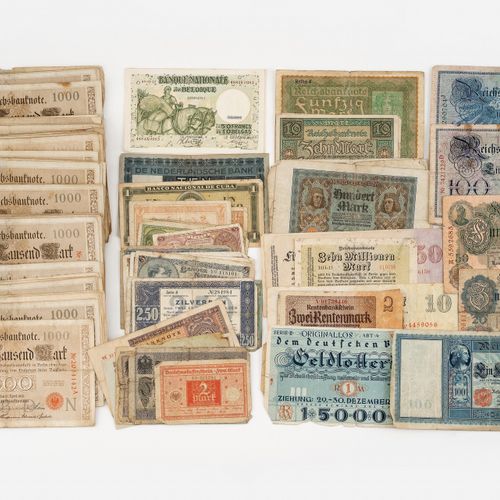 Konvolut Banknoten Billets de banque du Reich (env. 153 pièces). 1 x 100 Mark 8.&hellip;