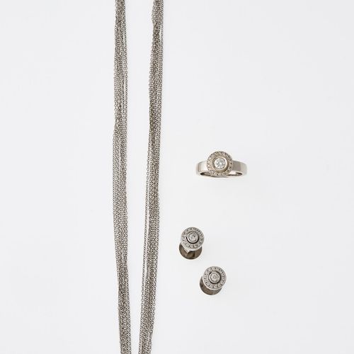 Brillant-Schmuckset Four-piece. WG 585. A seven row necklace in anchor pattern. &hellip;