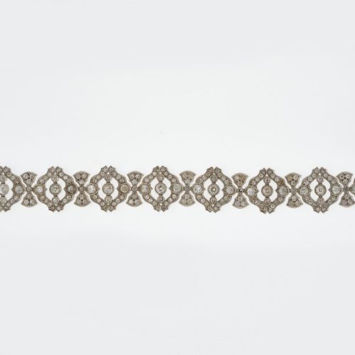 Art-Déco-Diamantarmband WG 585 (rhodiniert). Ein florales Band aus stilisierten &hellip;