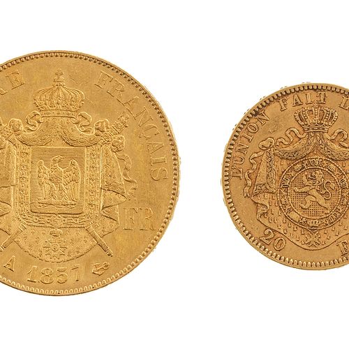 Null Lot d'une pièce de 50 francs Napoléon III datée 1857 et d'une pièce de 20 f&hellip;