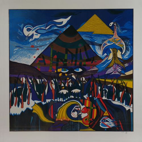 Null Helmut Kano (1946)

Paysage surréaliste avec pyramides, estampe en couleur,&hellip;