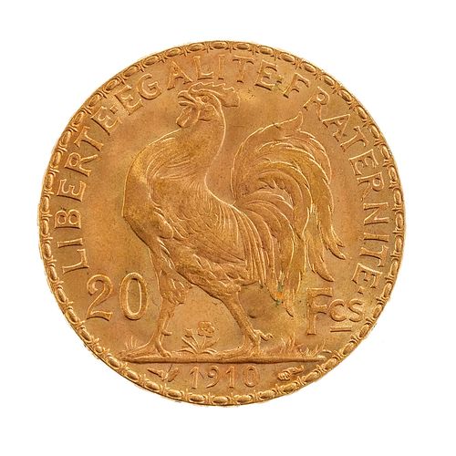 Null Pièce 20 francs Coq (Liberté, Egalité, Fraternité) datée 1910

Or 900, 6 g