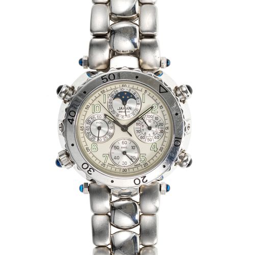 Null Jahan, montre-bracelet chronographe ronde à quartz

Cadran crème, aiguilles&hellip;