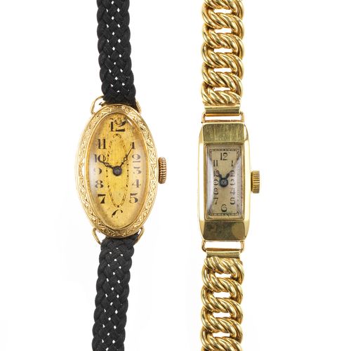 Null Lot d'une montre-bracelet rectangulaire et d'une montre ovale, mécaniques

&hellip;