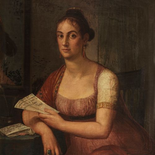Null Ecole début XIXe s, probablement espagnole

Portrait de femme à la lettre, &hellip;