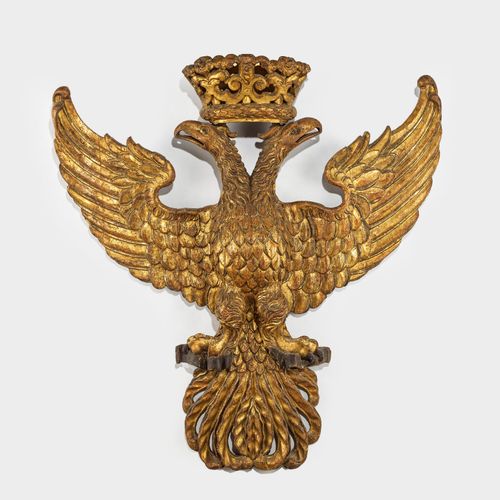 Null Importante aigle bicéphale impériale, XVIIIe s

Bois sculpté et doré, 122x1&hellip;