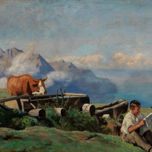 Null Albert Lugardon (1801-1884)

Jeune garçon à l'alpage, huile sur toile marou&hellip;