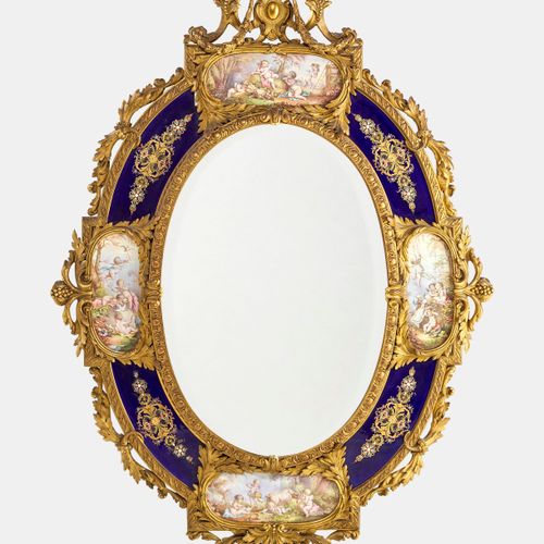 Null Important miroir ovale d'époque Napoléon III 

Encadrement formé de plaques&hellip;