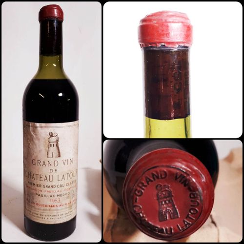 Null 1 B CHÂTEAU LATOUR (N.-3,4cm, ets, ea, c.Découpée) Pauillac 1èGCC 1953