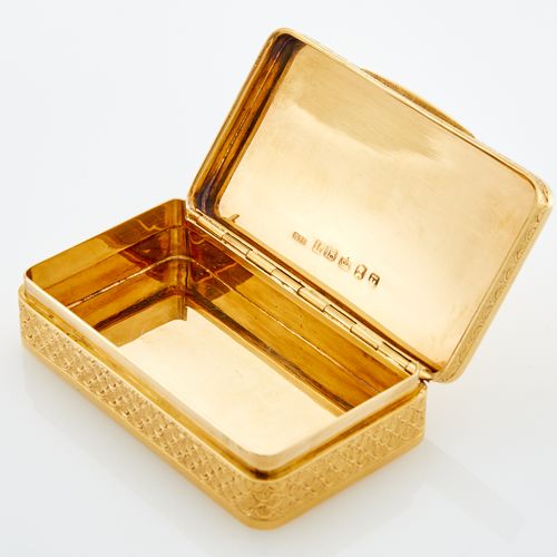 George III 18 Kt Gold Snuff Box 乔治三世18K金鼻烟盒 Alexander J. Strachan, 伦敦, 1806 长方形，&hellip;