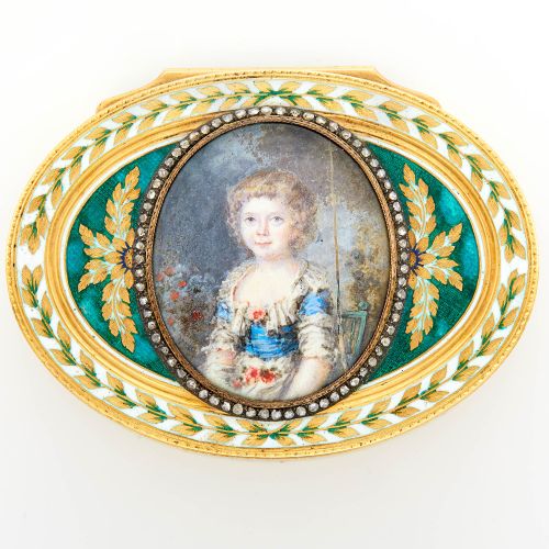 Louis XV Gold and Enamel Snuff Box Tabatière Louis XV en or et émail Charles Le &hellip;