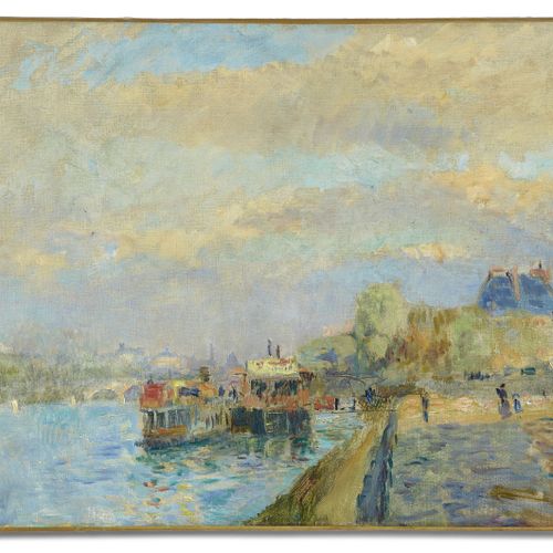 Null Albert LEBOURG 1848 - 1928
Paris, péniches à quai
Huile sur toile
Signée en&hellip;