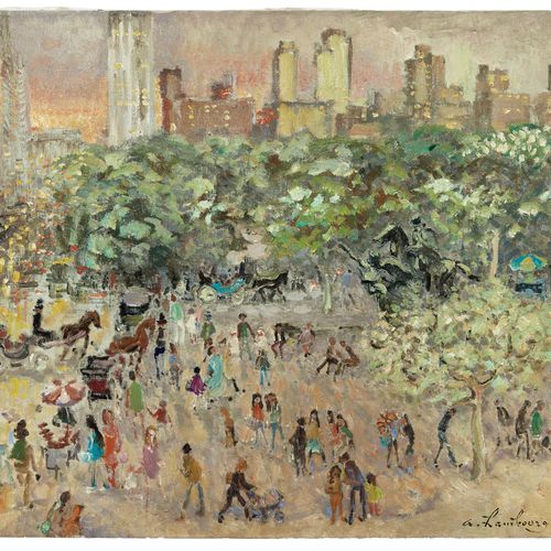 Null André HAMBOURG 1909 - 1999
Grand Army Plaza, New York - 1973
Huile sur toil&hellip;