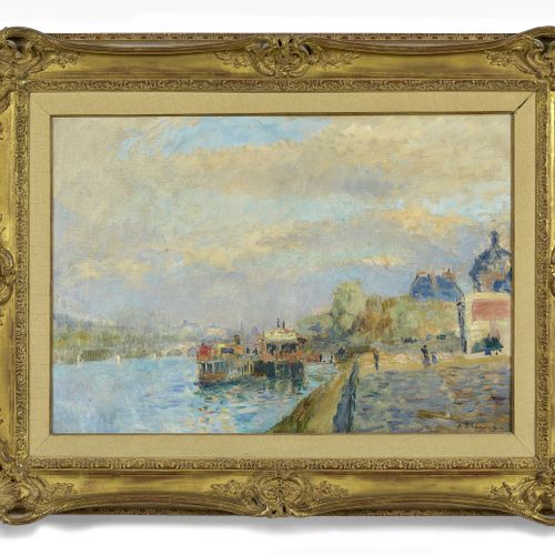 Null Albert LEBOURG 1848 - 1928
Paris, péniches à quai
Huile sur toile
Signée en&hellip;