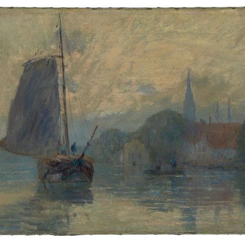 Null Albert LEBOURG 1848 - 1928
Bords de la Schie à Delft, effet de brouillard- &hellip;