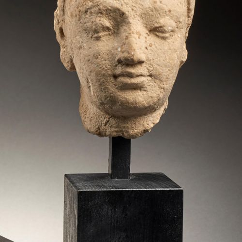 Null PETITE TÊTE EN STUC 
Art Gréco-bouddhique du Gandhara, 4e-5e siècle
Le visa&hellip;