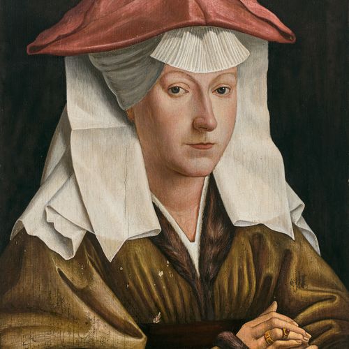 Null Ecole flamande probablement vers 1600 
Portrait de femme à la coiffe rouge
&hellip;