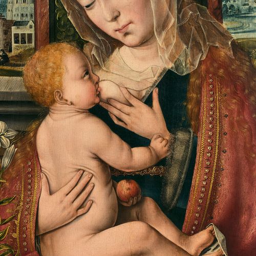 Null Pays-Bas, XVIe siècle 
La Vierge à l'Enfant allaitant
Huile sur panneau de &hellip;