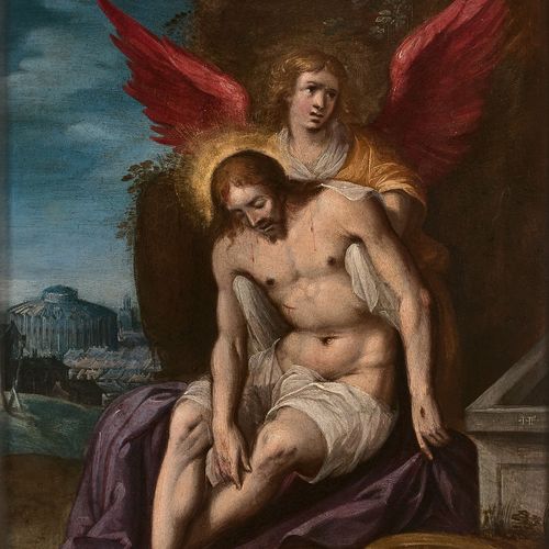 Null Frans FRANCKEN II Anvers, 1581 - 1642
Le Christ mort porté par un ange
Huil&hellip;