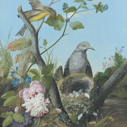 Null Louis VIDAL vers 1757 - 1807
Oiseaux près d'un nid
Aquarelle gouachée
Signé&hellip;