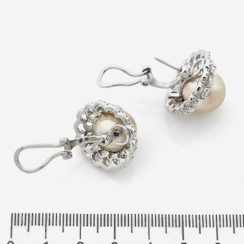 Null 
Paire de boucles d'oreilles
En or gris 18k, ornées d'une perle de culture &hellip;