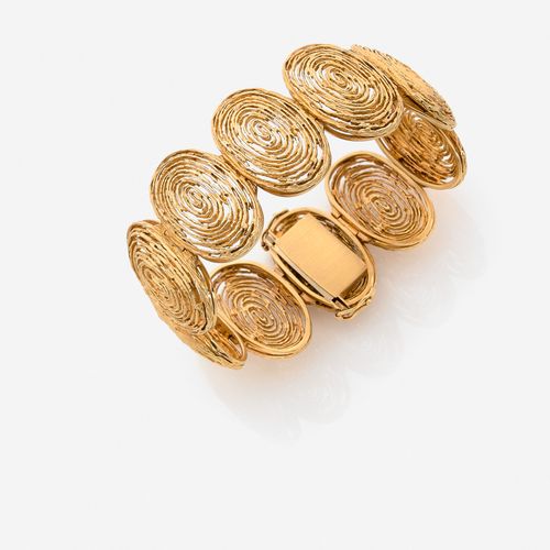 Null WOLFERS 
Bracelet
Articulé en or jaune 18k, composé de motifs ovales à déco&hellip;
